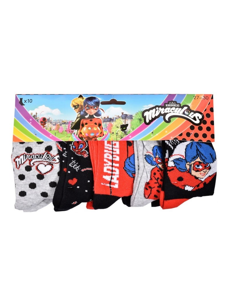 Chaussettes Pack Fille MIRACULOUS - Pack de 9 Gris Multicolore Blanc - Kiabi