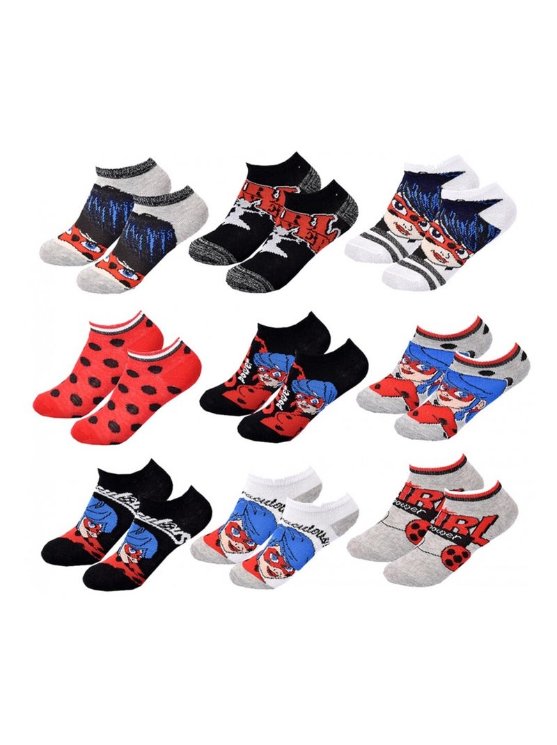 Chaussettes Pack Fille MIRACULOUS - Pack de 9 Noir Multicolore Gris - Kiabi