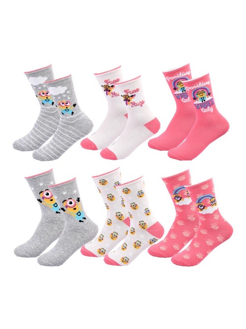 Chaussettes Pack Fille MOI MOCHE ET MECHANT - Pack de 6 - Kiabi