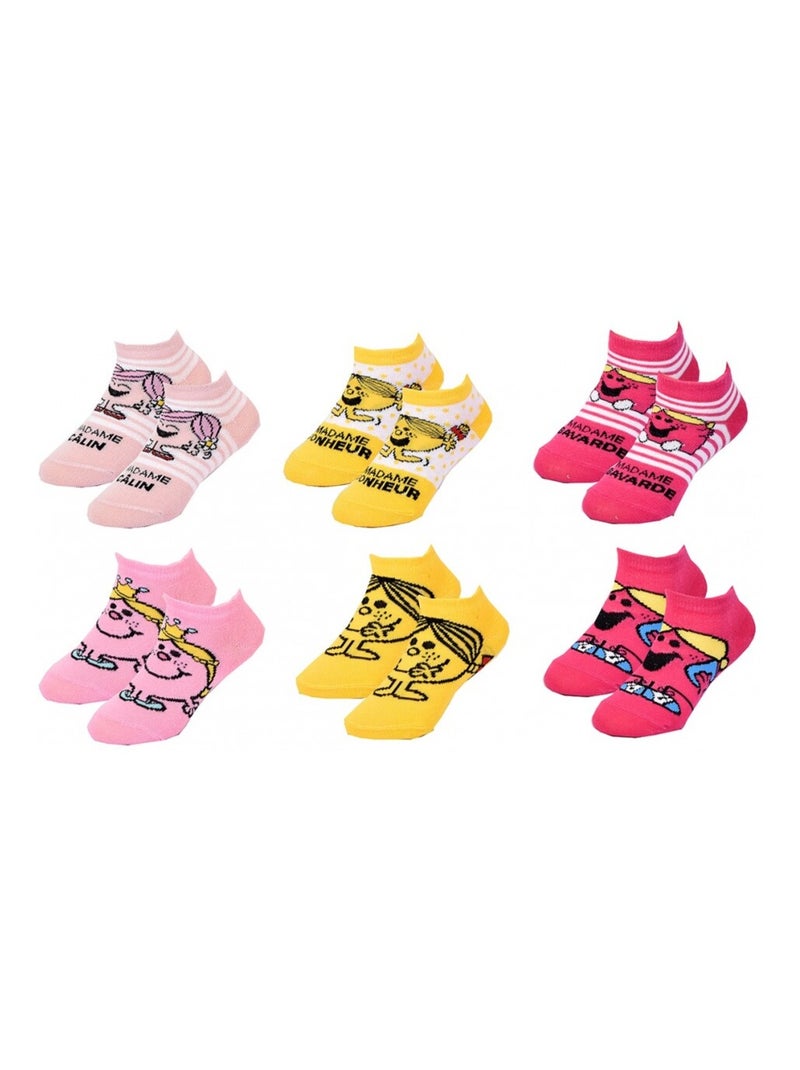 Chaussettes Pack Fille MONSIEUR MADAME - Pack de 6 Blanc Multicolore Blanc - Kiabi