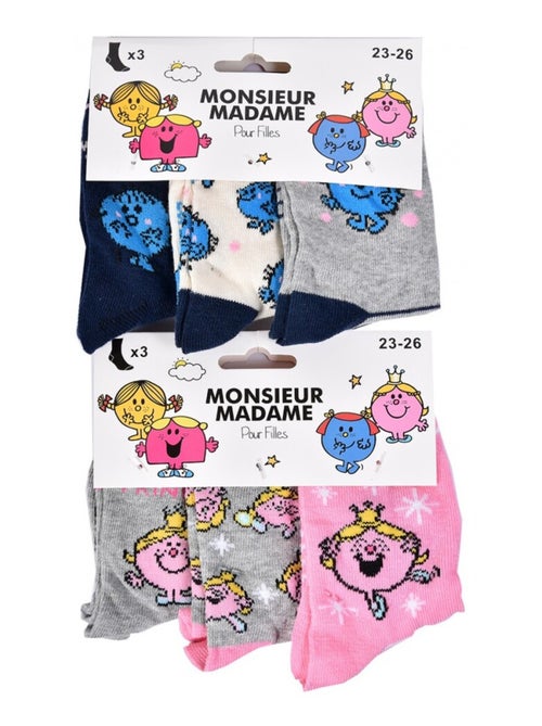Chaussettes Pack Fille MONSIEUR MADAME - Pack de 6 - Kiabi