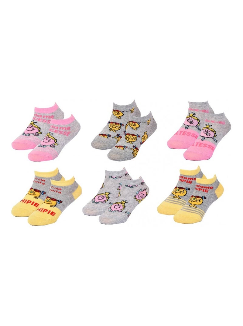 Chaussettes Pack Fille MONSIEUR MADAME - Pack de 6 Gris Rose clair Blanc - Kiabi