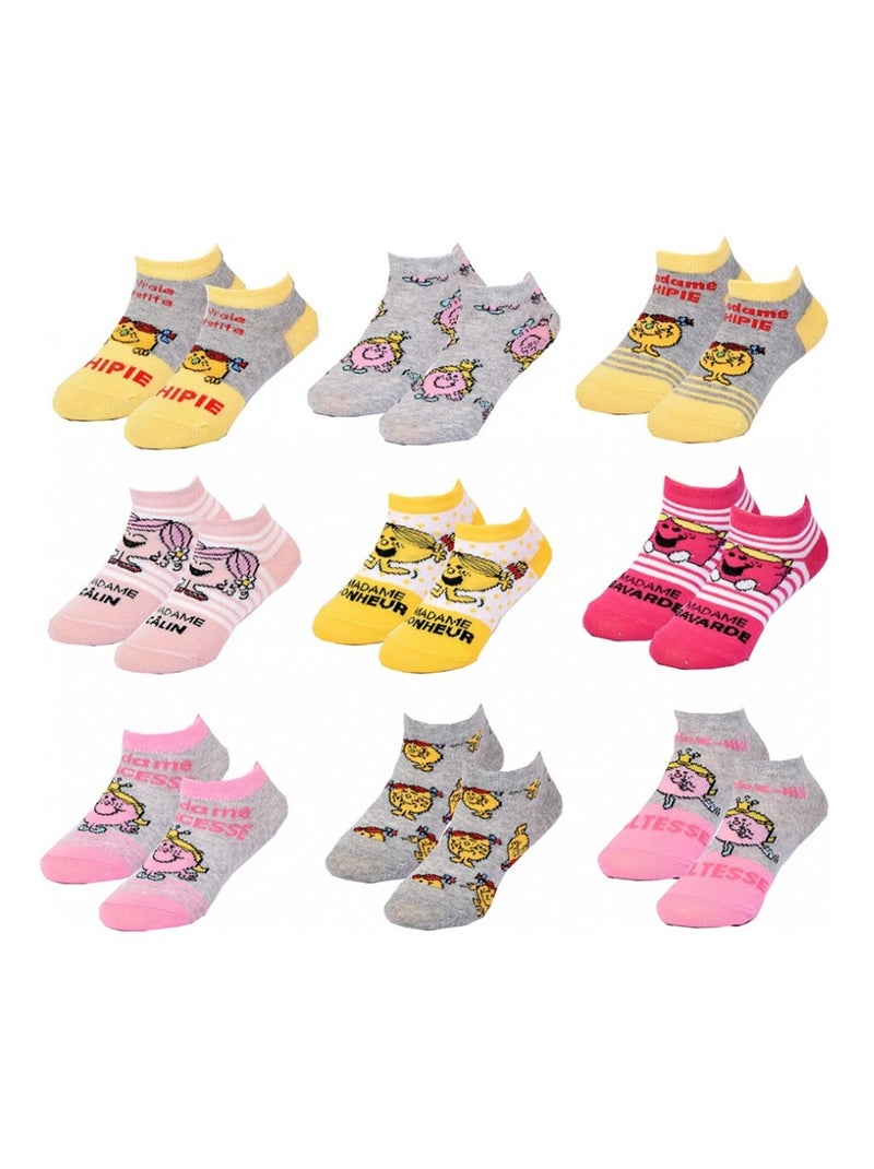 Chaussettes Pack Fille MONSIEUR MADAME - Pack de 9 Gris Rose clair Gris - Kiabi