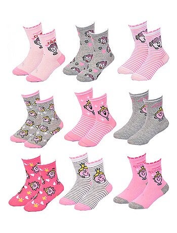 Chaussettes Pack Fille MONSIEUR MADAME - Pack de 9