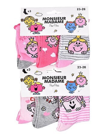 Chaussettes Pack Fille MONSIEUR MADAME - Pack de 9
