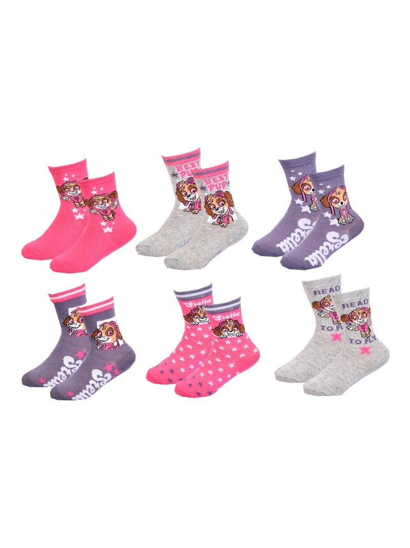 Chaussettes Pack Fille PAT PATROUILLE - Pack de 6 Gris Rose foncé Gris - Kiabi