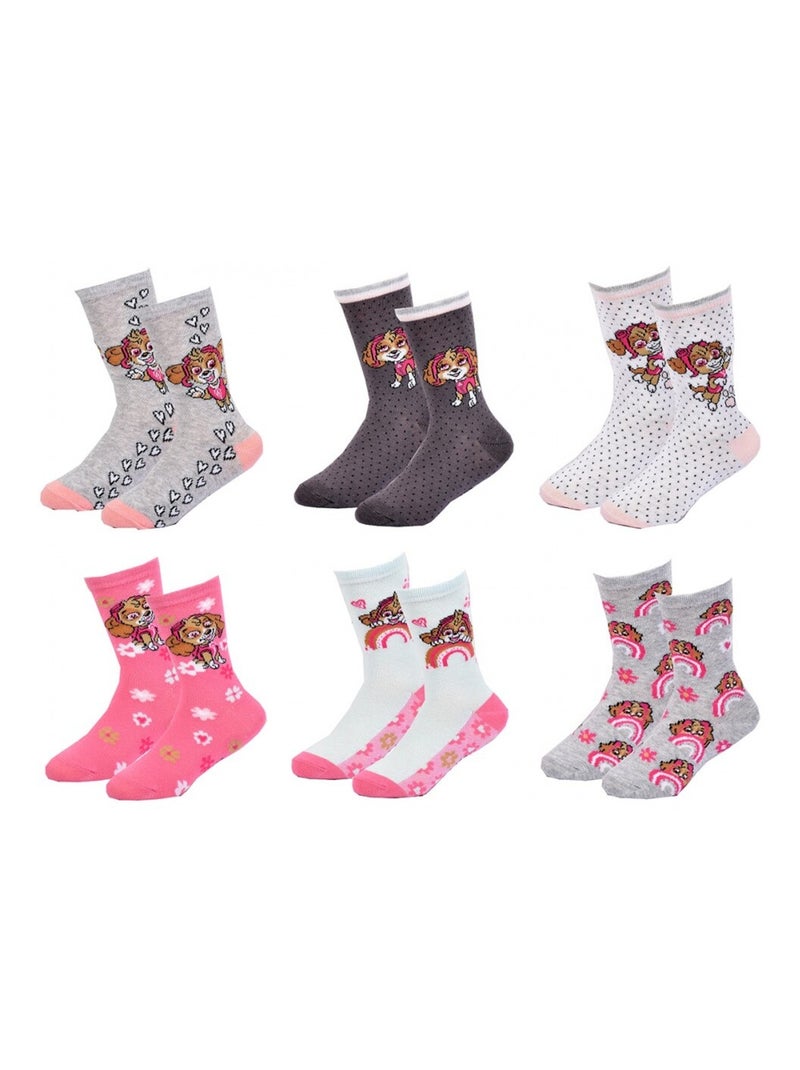 Chaussettes Pack Fille PAT PATROUILLE - Pack de 6 Gris/Blanc/Rose - Kiabi