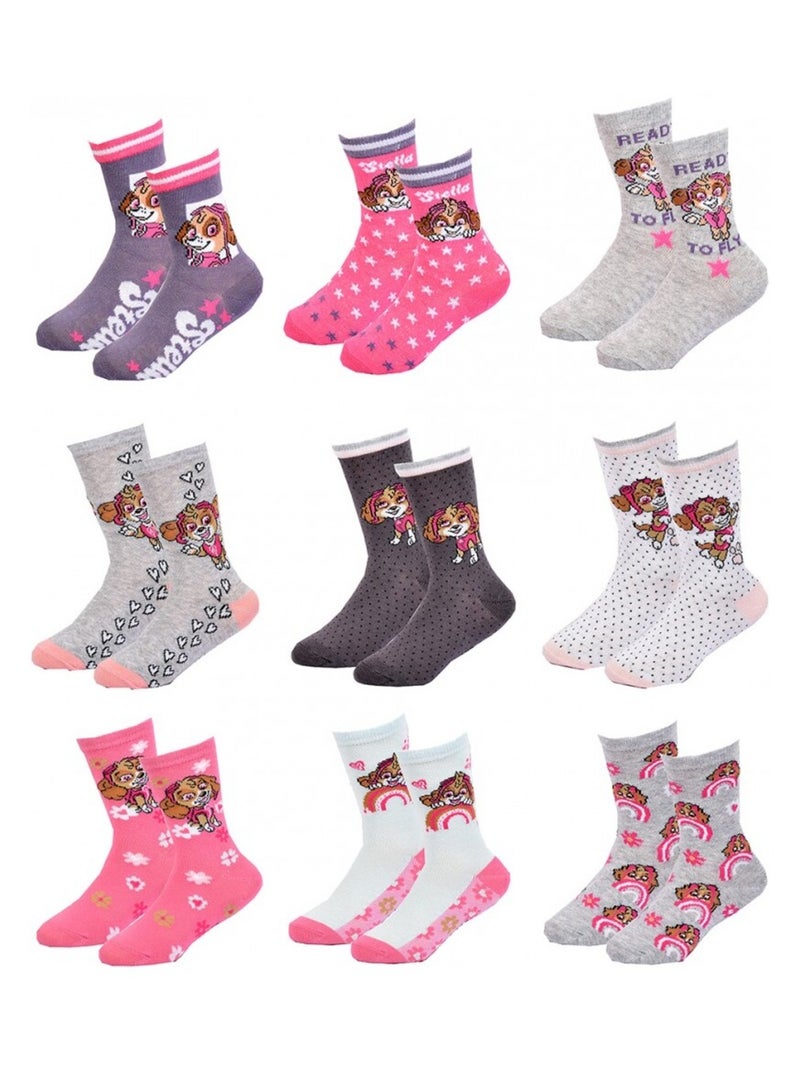 Chaussettes Pack Fille PAT PATROUILLE - Pack de 9 Gris Rose foncé Gris - Kiabi