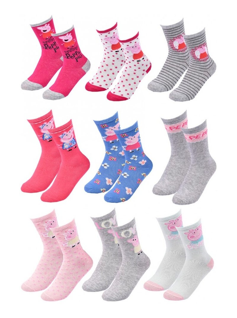 Chaussettes Pack Fille PEPPA PIG - Pack de 9 Gris Rose Blanc - Kiabi