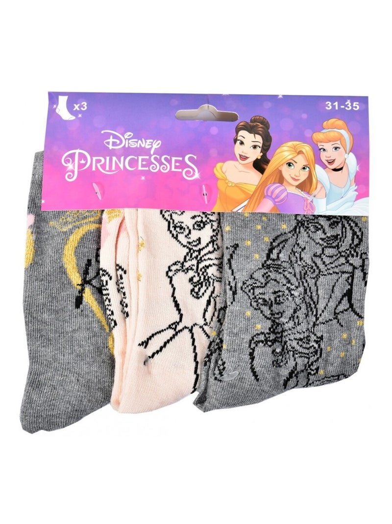 Chaussettes Pack Fille PRINCESSES DISNEY - Pack de 6 Gris Rose Gris - Kiabi