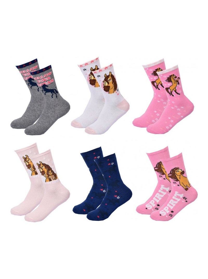 Chaussettes Pack Fille SPIRIT - Pack de 6 Gris Rose Blanc - Kiabi