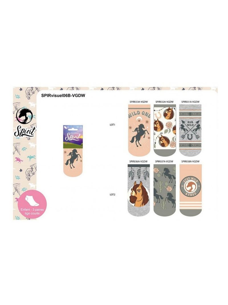 Chaussettes Pack Fille SPIRIT - Pack de 6 Gris Rose clair - Kiabi