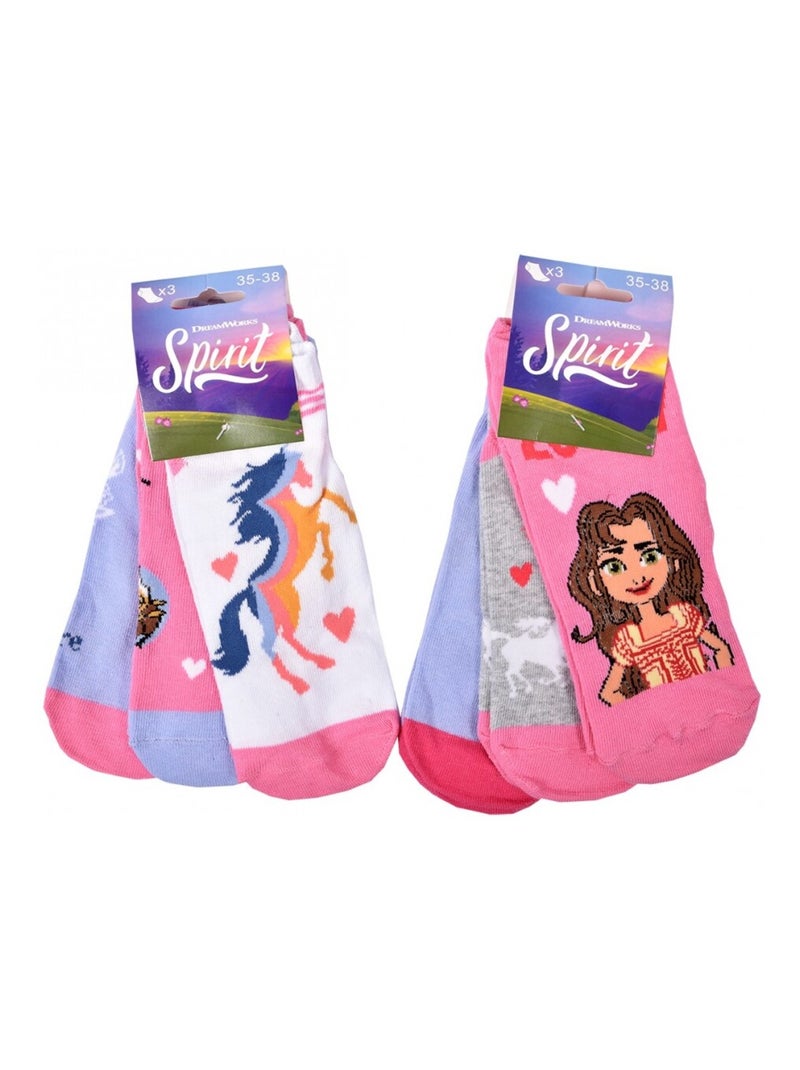 Chaussettes Pack Fille SPIRIT - Pack de 6 Gris Rose foncé Gris - Kiabi