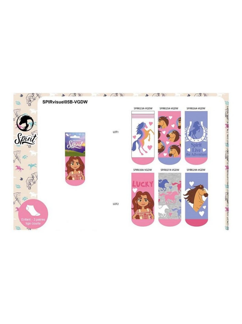 Chaussettes Pack Fille SPIRIT - Pack de 6 Gris Rose foncé Gris - Kiabi