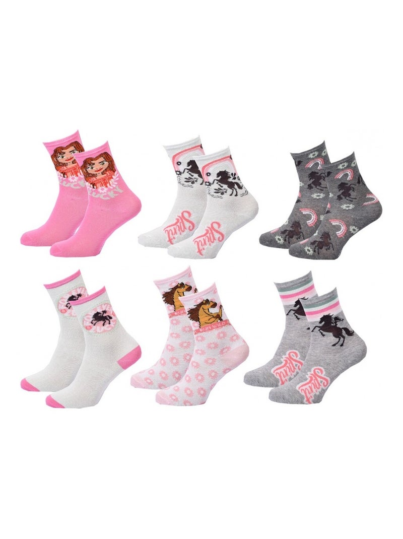 Chaussettes Pack Fille SPIRIT - Pack de 6 Multicolore - Kiabi