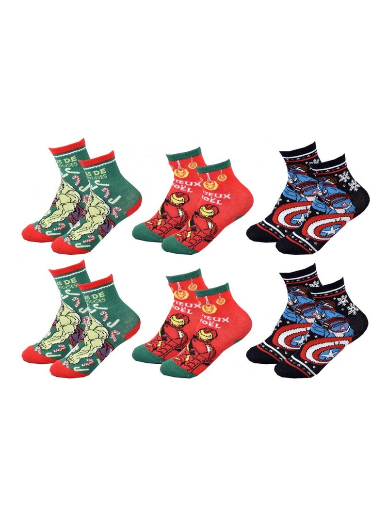 Chaussettes Pack Garçon AVENGERS - Pack de 6 Bleu Vert Bleu - Kiabi