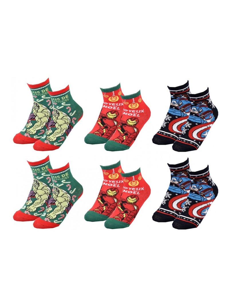 Chaussettes Pack Garçon AVENGERS - Pack de 6 Bleu Vert Bleu - Kiabi