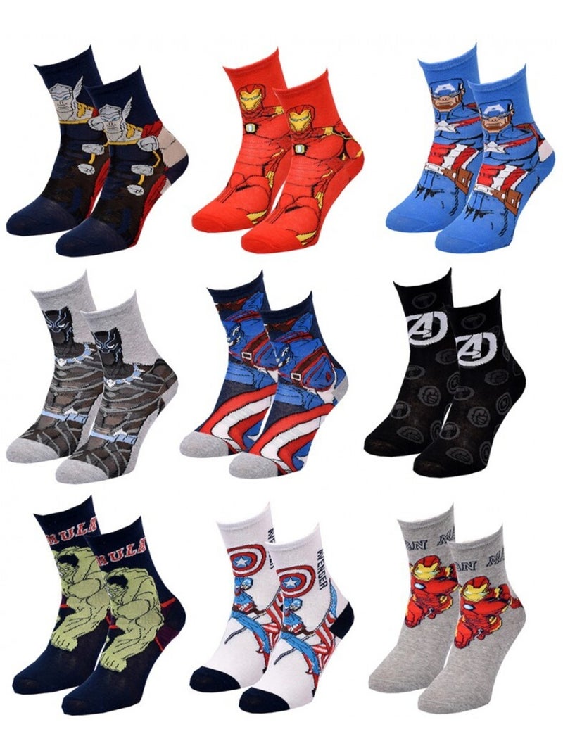 Chaussettes Pack Garçon AVENGERS - Pack de 9 Noir Rouge Bleu - Kiabi