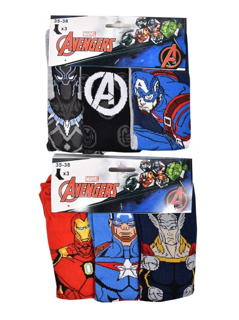 Chaussettes Pack Garçon AVENGERS - Pack de 9 Noir Rouge Bleu - Kiabi