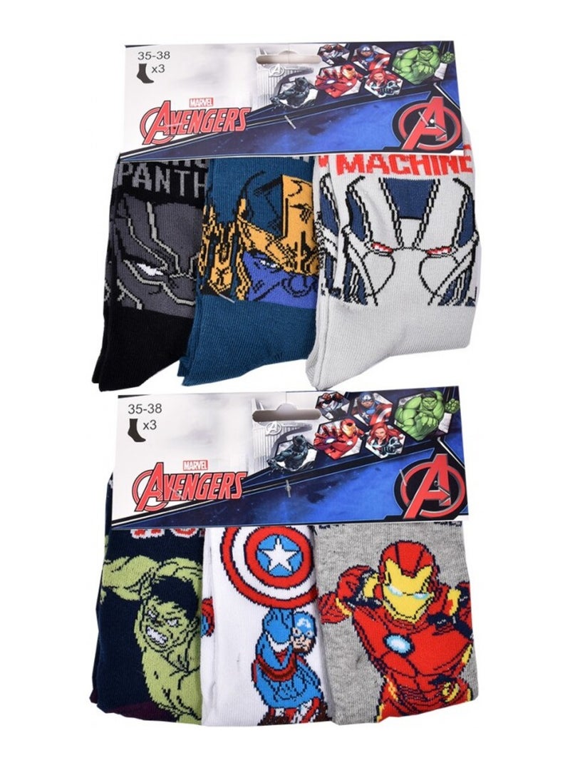 Chaussettes Pack Garçon AVENGERS - Pack de 9 Noir Rouge Bleu - Kiabi