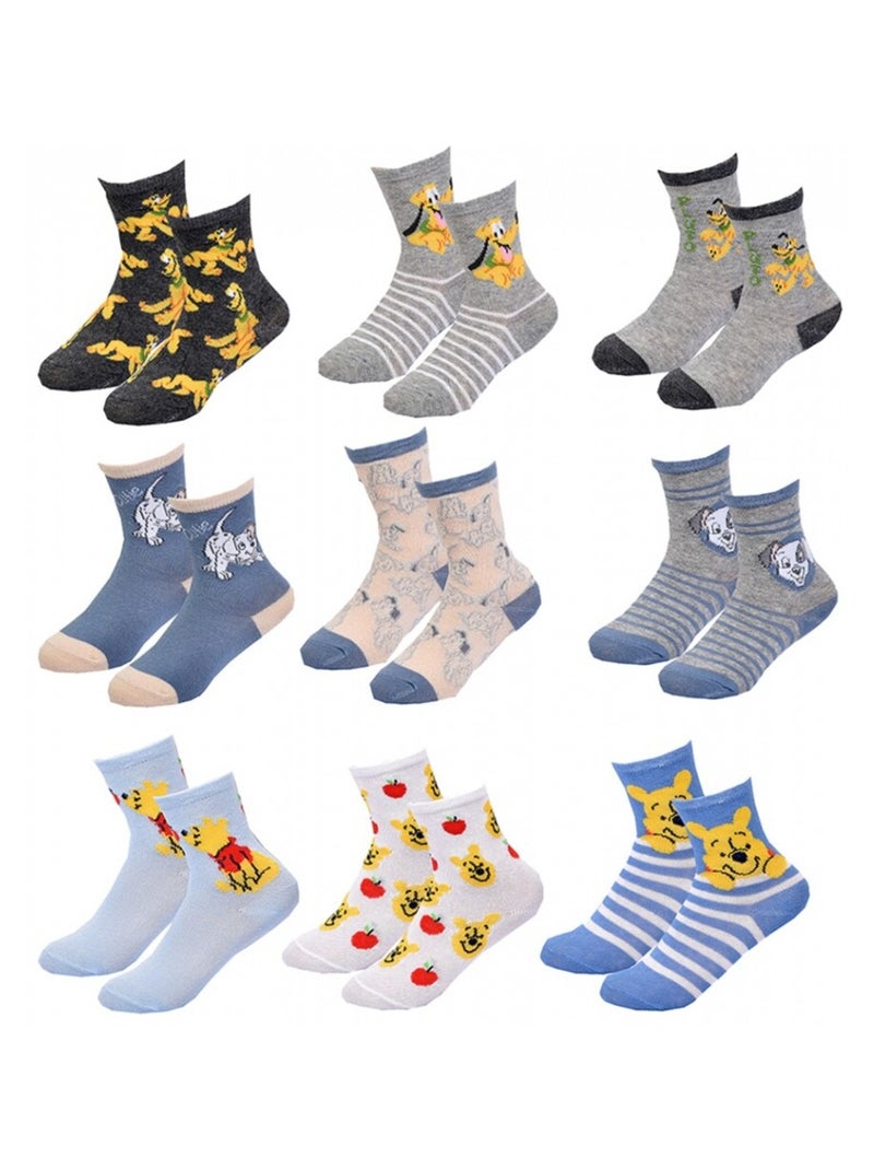 Chaussettes Pack Garçon DISNEY CLASSIC - Pack de 9 Gris Gris anthracite Blanc - Kiabi