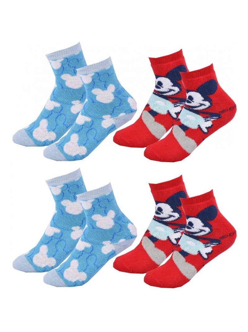Chaussettes Pack Garçon DISNEY MICKEY MOUSE - Pack de 4 Bleu Rouge - Kiabi