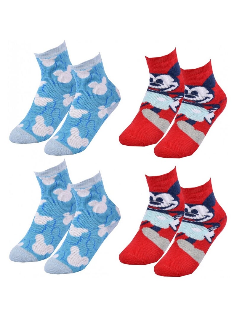 Chaussettes Pack Garçon DISNEY MICKEY MOUSE - Pack de 4 Bleu Rouge - Kiabi