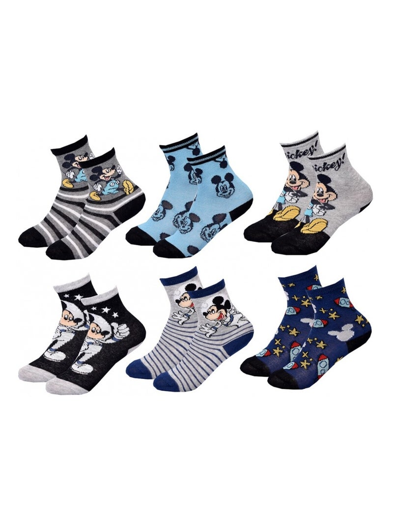 Chaussettes Pack Garçon DISNEY MICKEY MOUSE - Pack de 6 Gris Bleu ciel Bleu - Kiabi