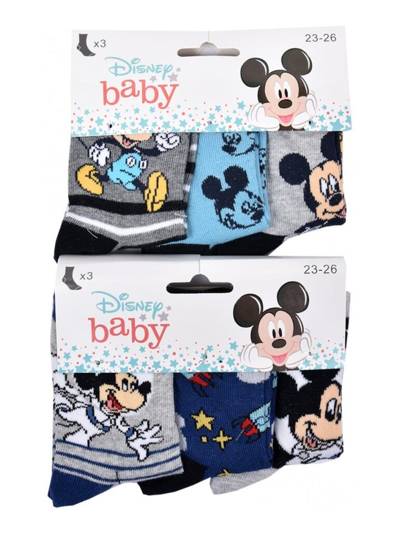 Chaussettes Pack Garçon DISNEY MICKEY MOUSE - Pack de 6 Gris Bleu ciel Bleu - Kiabi