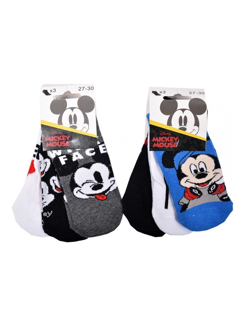 Chaussettes Pack Garçon DISNEY MICKEY MOUSE - Pack de 6 Noir Gris Blanc Bleu - Kiabi