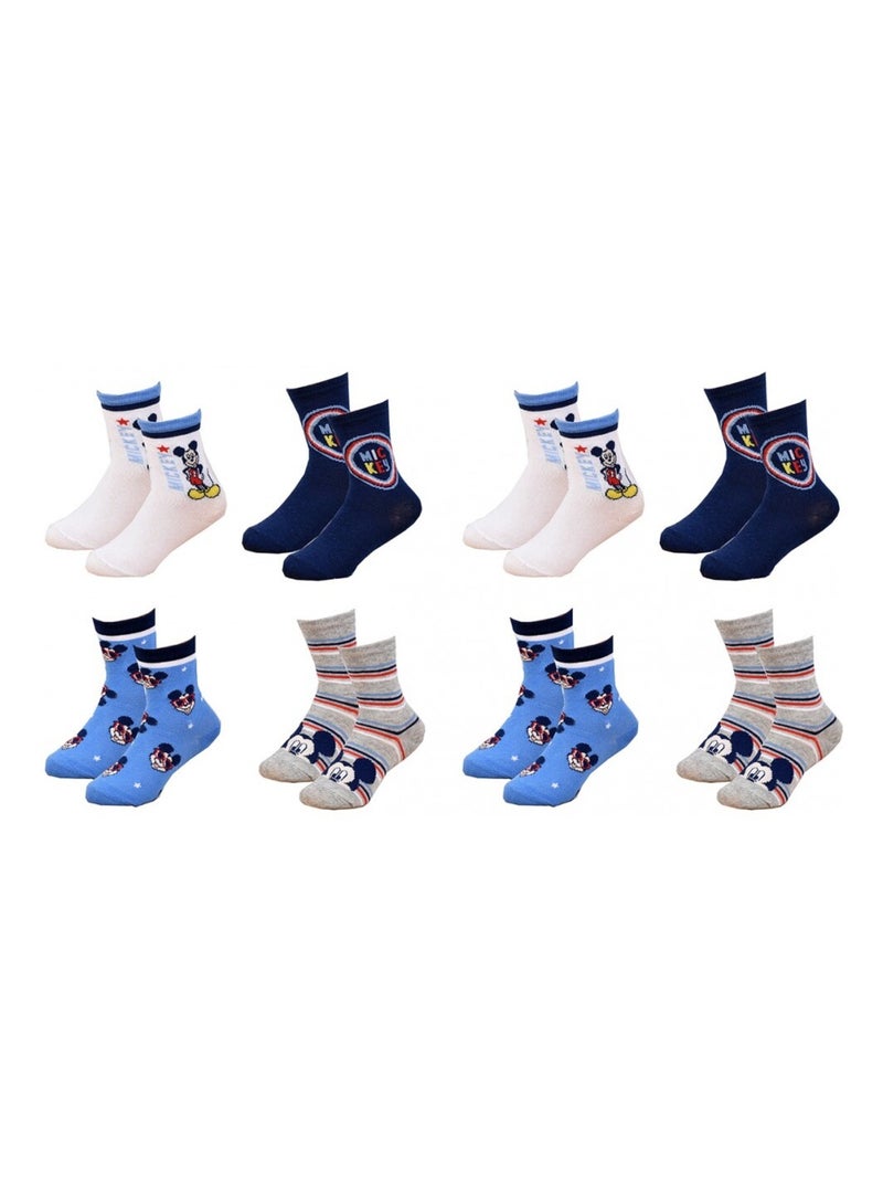 Chaussettes Pack Garçon DISNEY MICKEY MOUSE - Pack de 8 Blanc Bleu marine Gris - Kiabi