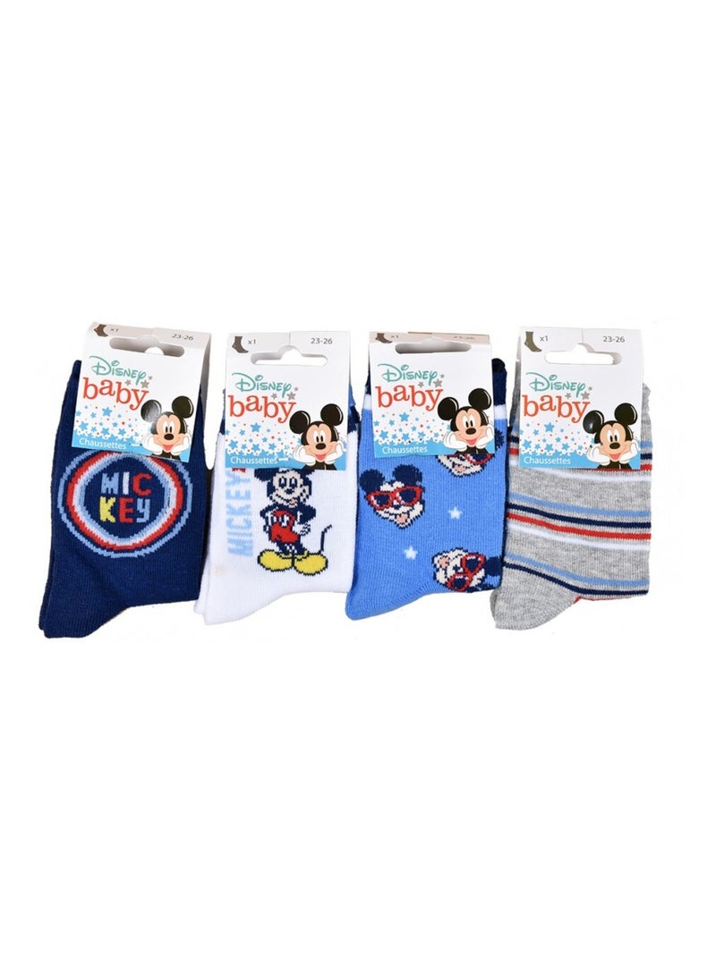 Chaussettes Pack Garçon DISNEY MICKEY MOUSE - Pack de 8 Blanc Bleu marine Gris - Kiabi