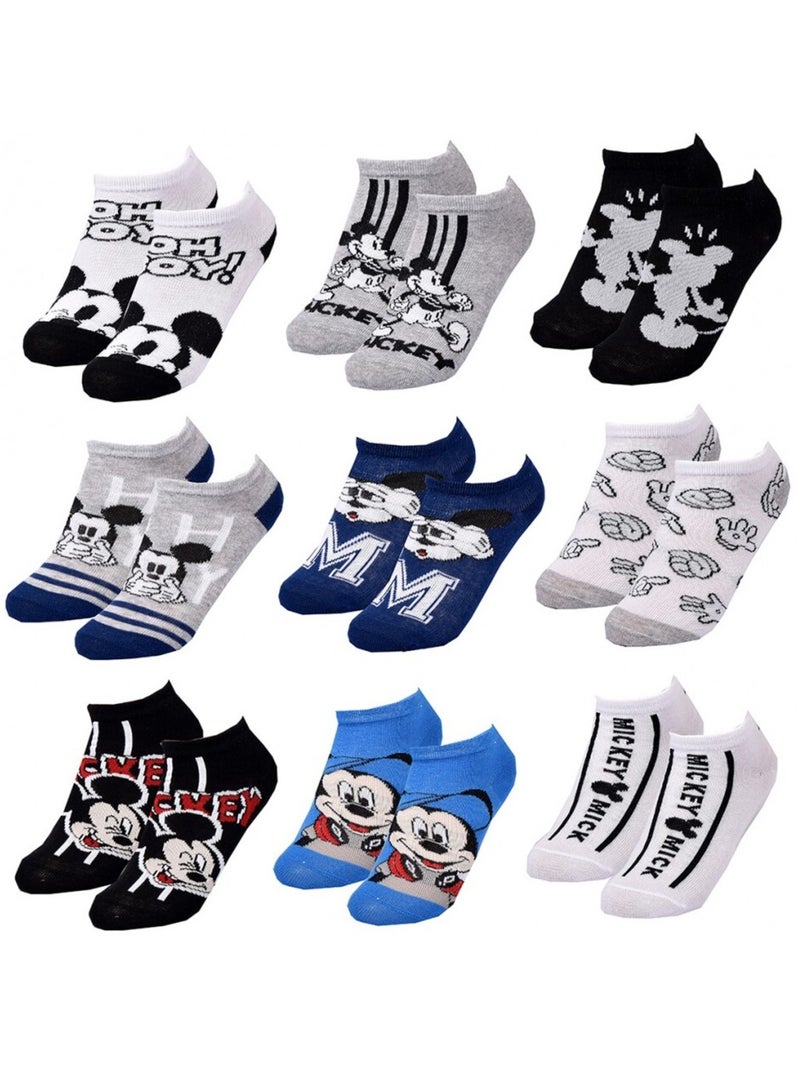 Chaussettes Pack Garçon DISNEY MICKEY MOUSE - Pack de 9 Blanc Multicolore Noir - Kiabi