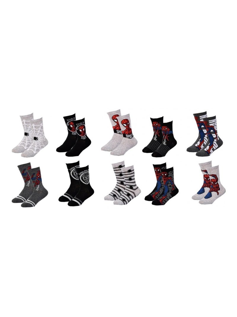 Chaussettes Pack Garçon DISNEY SPIDERMAN - Pack de 10 Noir Multicolore Gris - Kiabi