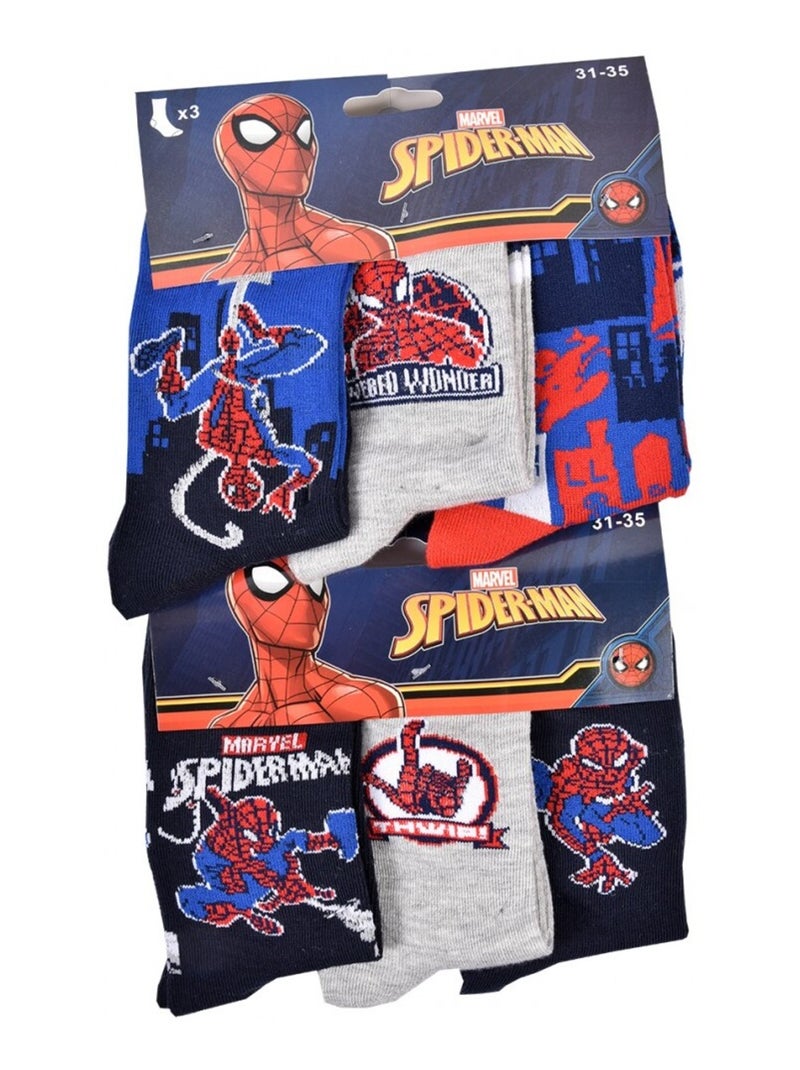 Chaussettes Pack Garçon DISNEY SPIDERMAN - Pack de 6 Bleu Gris clair Gris - Kiabi