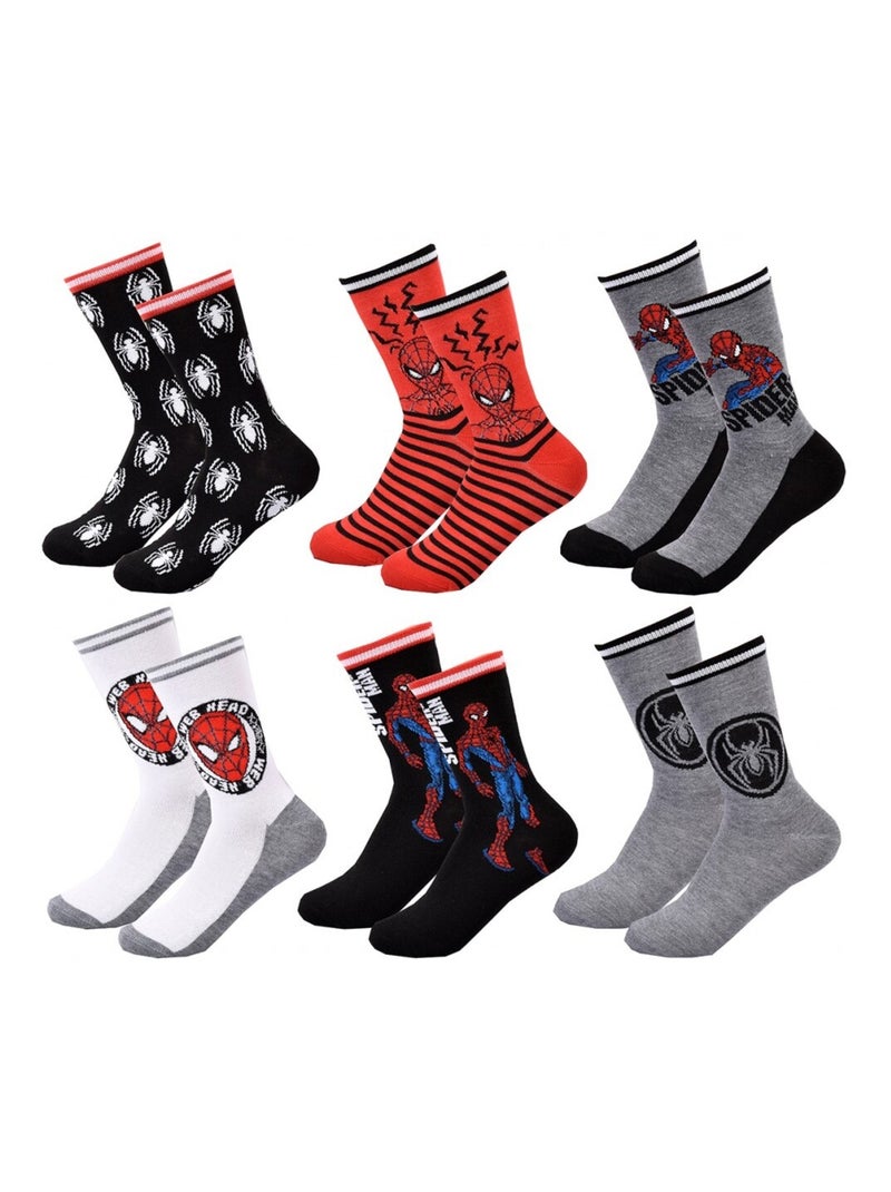 Chaussettes Pack Garçon DISNEY SPIDERMAN - Pack de 6 Noir Multicolore Noir - Kiabi