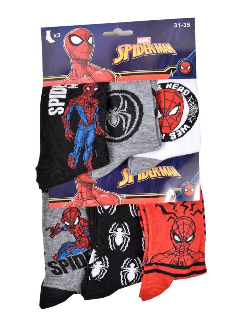 Chaussettes Pack Garçon DISNEY SPIDERMAN - Pack de 6 Noir Multicolore Noir - Kiabi
