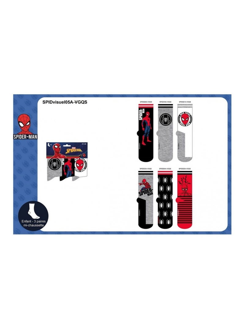 Chaussettes Pack Garçon DISNEY SPIDERMAN - Pack de 6 Noir Multicolore Noir - Kiabi