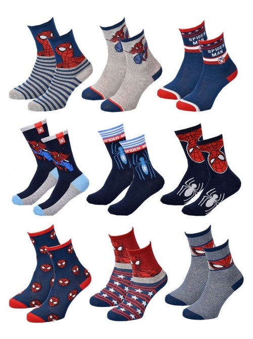 Chaussettes Pack Garçon DISNEY SPIDERMAN - Pack de 9 - Kiabi