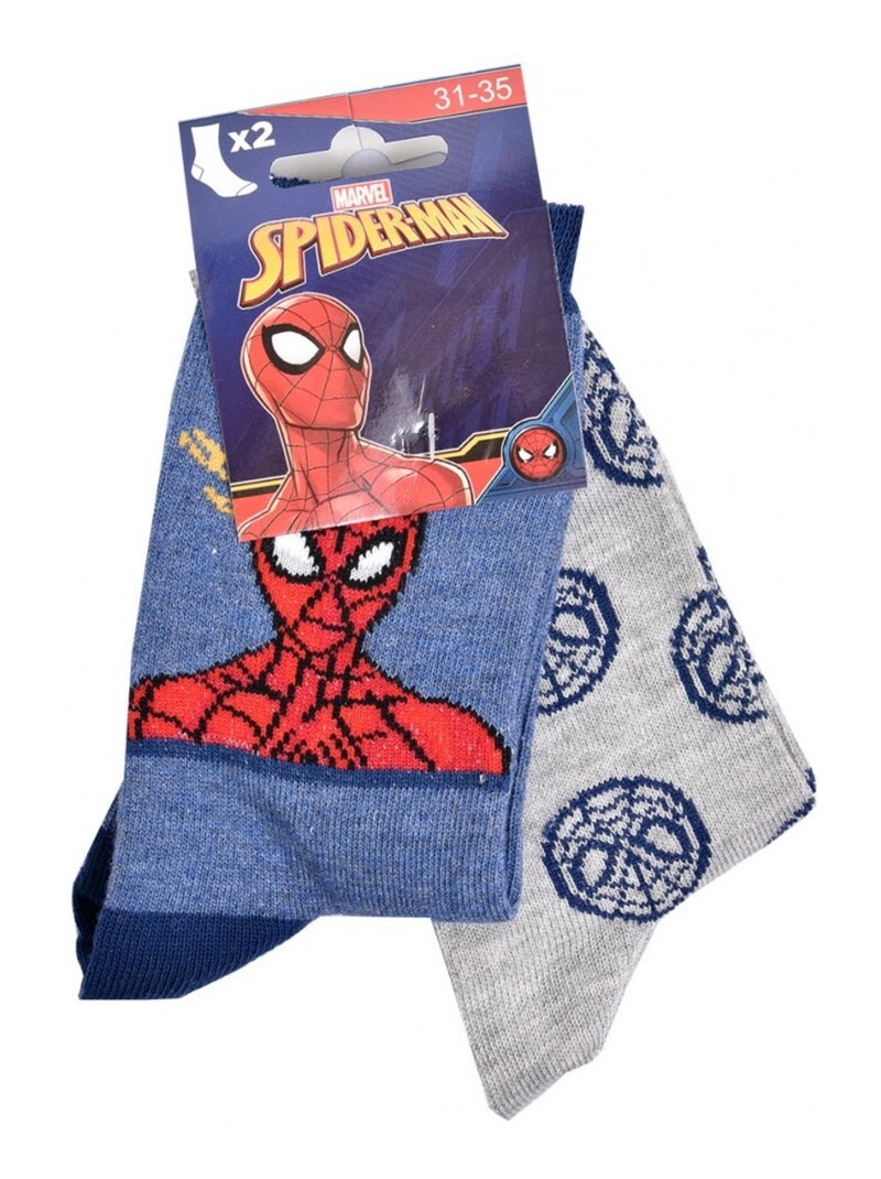 Chaussettes Pack Garçon DISNEY SPIDERMAN - Pack de 9 Bleu Multicolore Gris - Kiabi