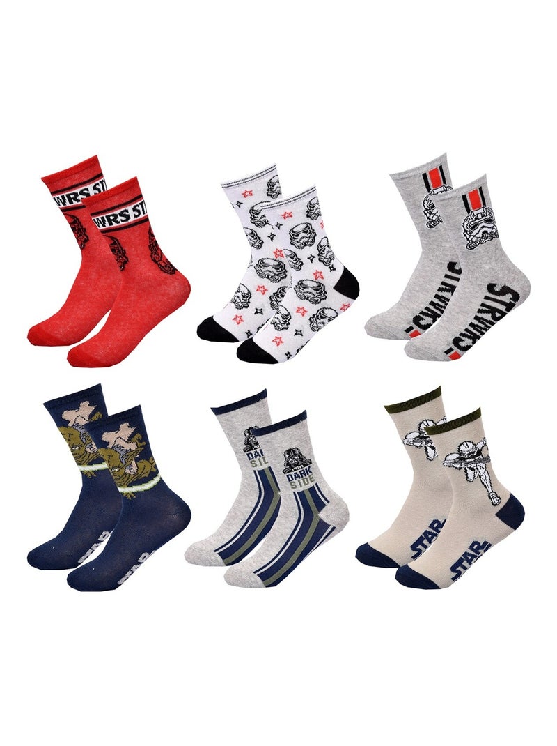 Chaussettes Pack Garçon DISNEY STAR WARS Pack de 6 Paires Blanc Rouge Bleu - Kiabi
