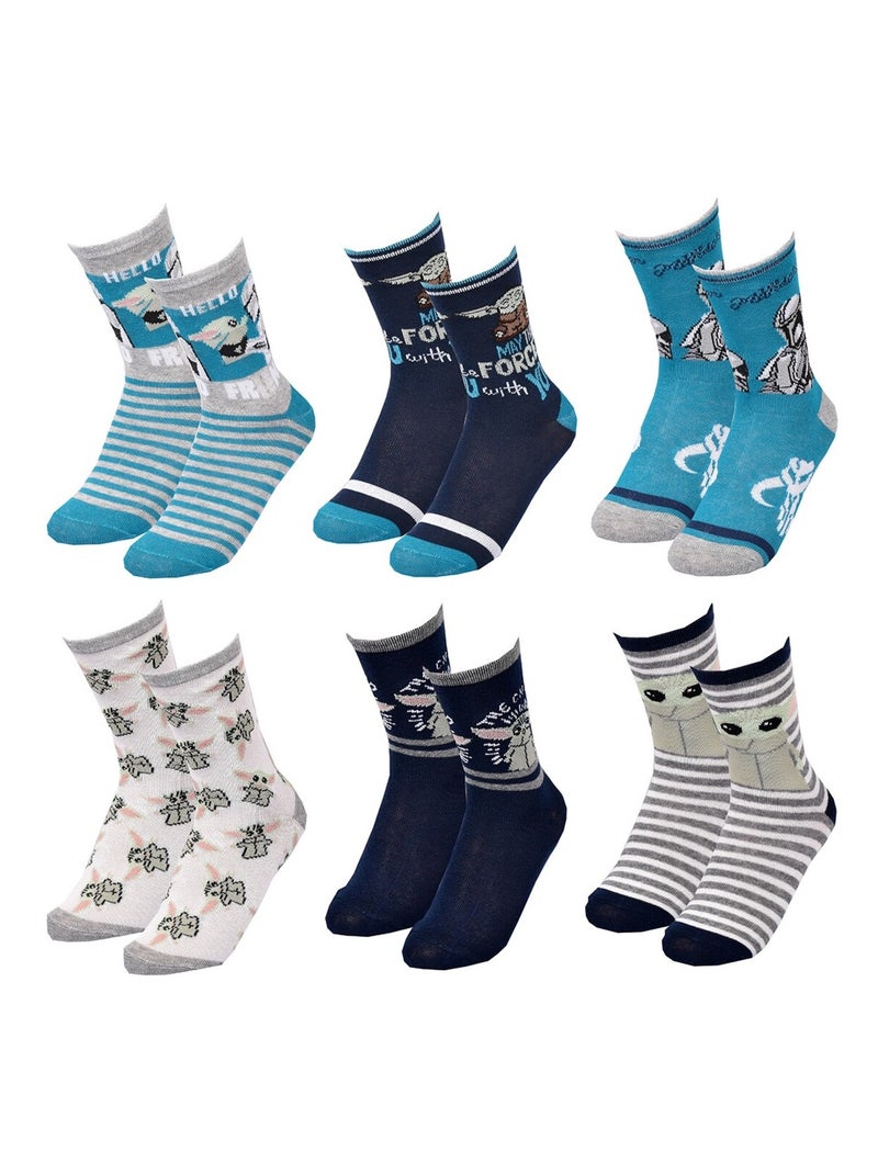 Chaussettes Pack Garçon DISNEY STAR WARS Pack de 6 Paires Bleu Vert Gris - Kiabi
