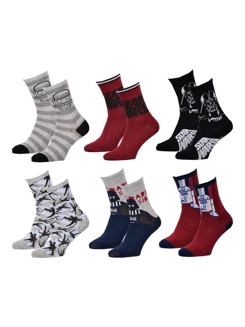 Chaussettes Pack Garçon DISNEY STAR WARS Pack de 6 Paires Gris Bordeaux Noir - Kiabi