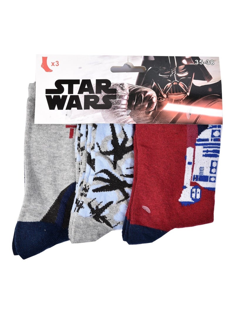 Chaussettes Pack Garçon DISNEY STAR WARS Pack de 9 Paires Gris Bordeaux Noir - Kiabi