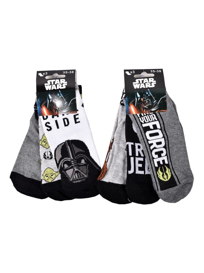 Chaussettes Pack Garçon DISNEY STAR WARS Pack de 9 Paires Gris Noir Blanc - Kiabi