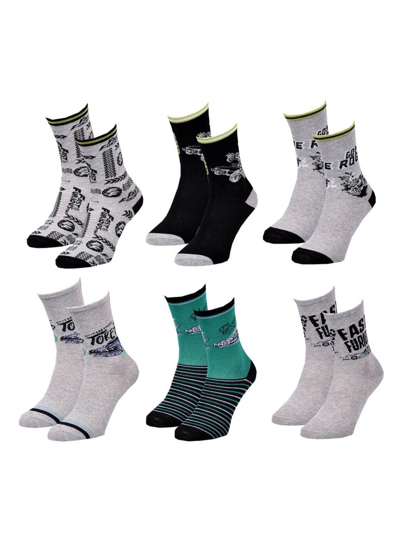 Chaussettes Pack Garçon FAST AND FURIOUS - Pack de 6 Gris Noir Gris - Kiabi