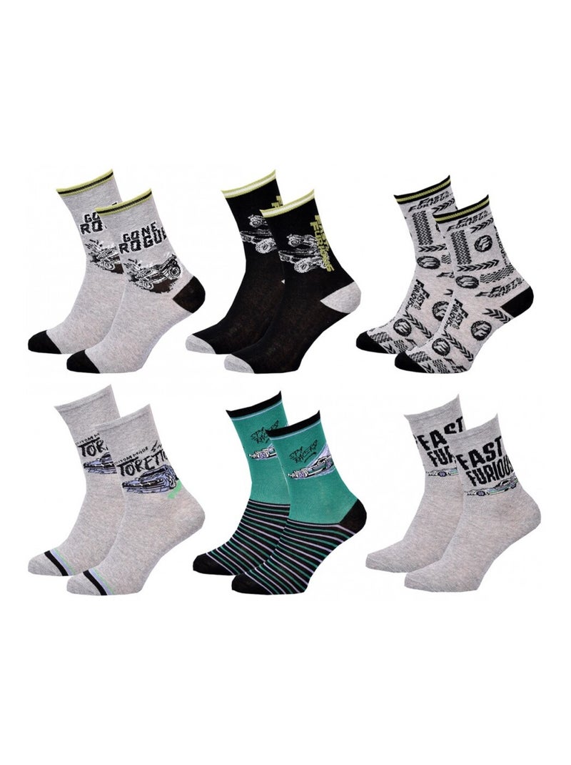 Chaussettes Pack Garçon FAST AND FURIOUS - Pack de 6 Gris Noir Gris - Kiabi