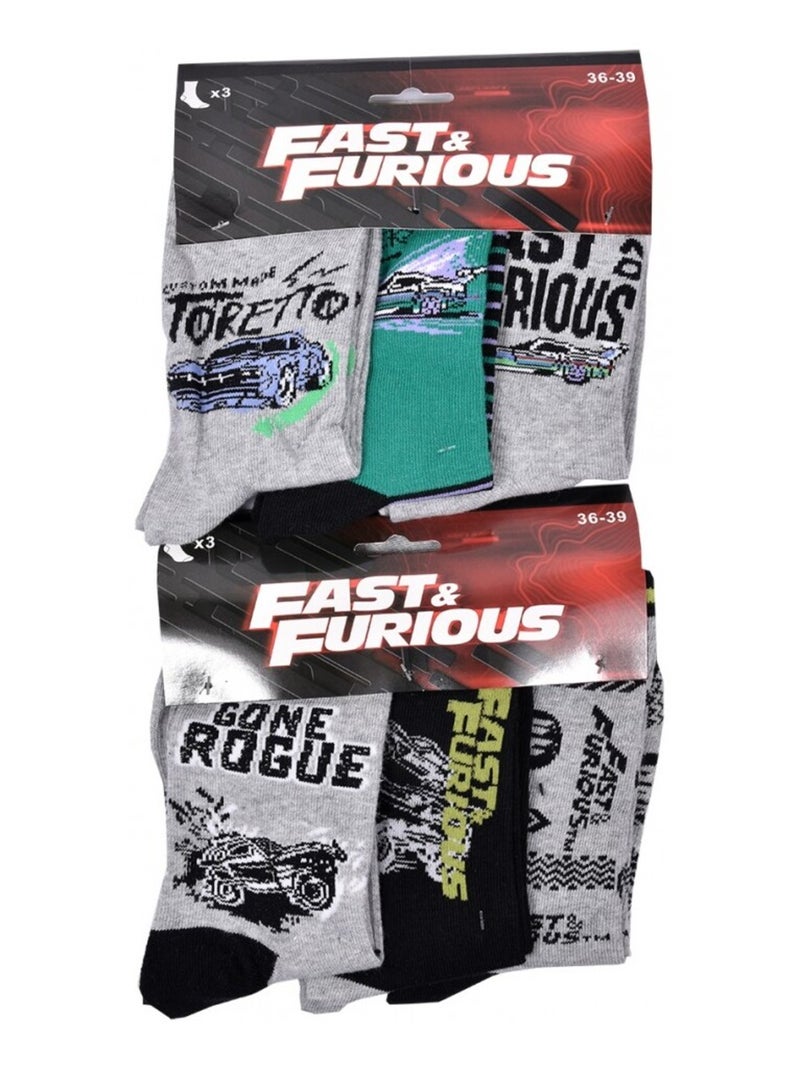 Chaussettes Pack Garçon FAST AND FURIOUS - Pack de 6 Gris Noir Gris - Kiabi