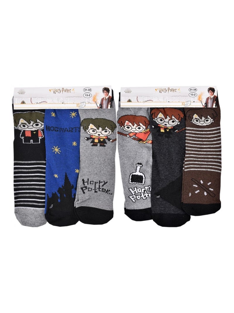 Chaussettes Pack Garçon HARRY POTTER - Pack de 9 Gris Noir Bleu - Kiabi