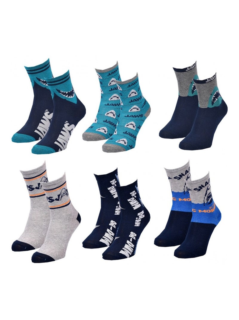 Chaussettes Pack Garçon JAWS - Pack de 6 Bleu Bleu marine Gris - Kiabi